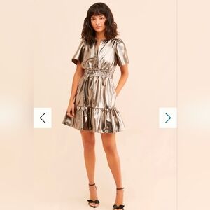 Anthropologie Somerset metallic faux leather mini dress size medium